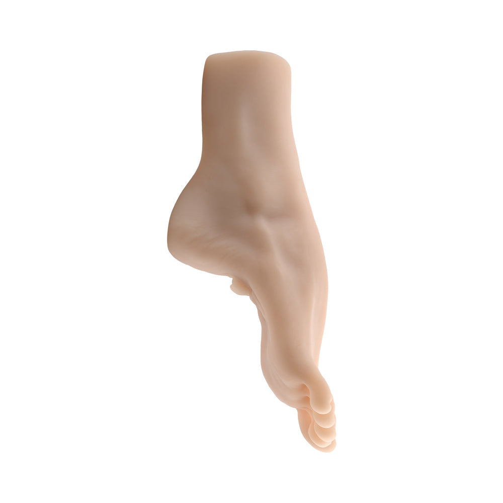 Foot stroker with easy-clean release hole and lifelike sculpting