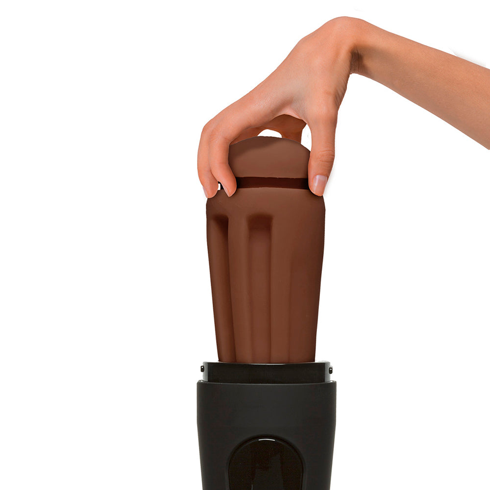 Compact stroker with discreet screw-top storage